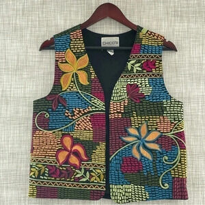 Chico's Embroidered All Over Floral  Open Front Vest Women's 0 (S) 7083